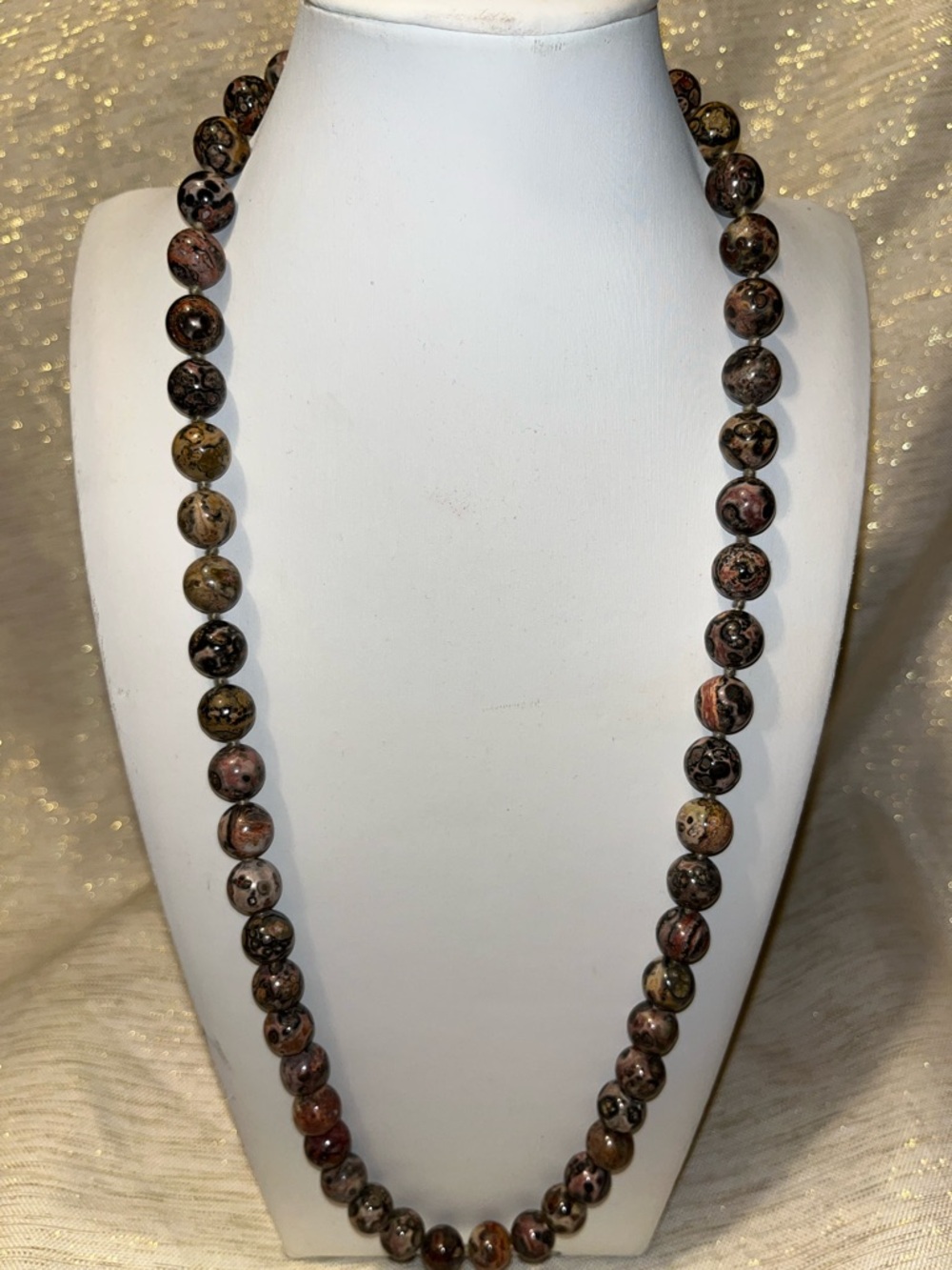 Natural Jasper Beaded Necklace - Brown Multi
